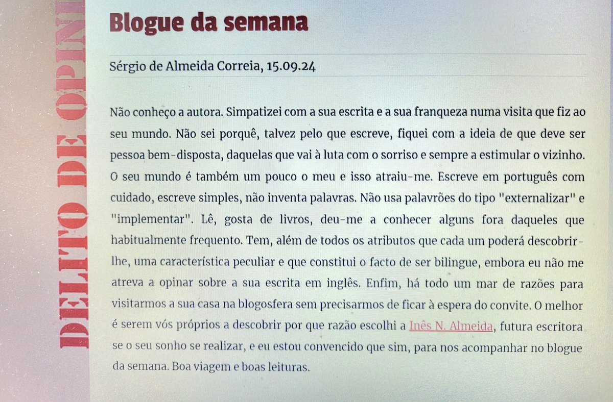 Inesiswriting's tweet image. Assim até fico sem jeito. Muito obrigada a todos os que semanalmente me lêem. 🤩

E para quem quiser ir lá espreitar: inesnobredealmeida.blogs.sapo.pt 

#escrita #livros #blogue #escrever