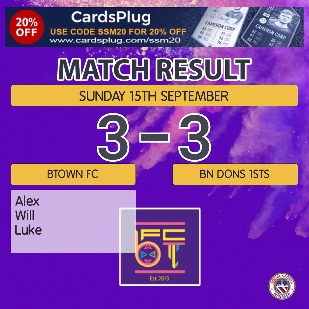 Great performance today going 3-1 up and then missing a one v one which could have put us 4-1 up against one of the best in the ssfl! Dons piled the pressure on in the second half and fought hard for the draw. The points were shared in the end. Onto the next one. 🟣