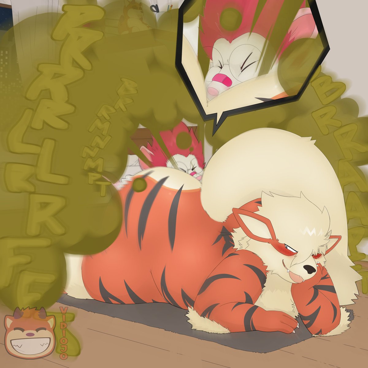 Is this your fartdom? Because it seems like this possum fits a lot better with their snout shoved between my rumbling cheeks~

Amazing and VERY appreciated gift from <a href="/PossumAssss/">Ollie (DOG MODE!!!)</a> done by <a href="/VIDIOJO_Gassy/">VIDIOJO, the Sorcerer Beast</a> featuring their gasrag Ollie tanking some signature Arcanine butt bombs~