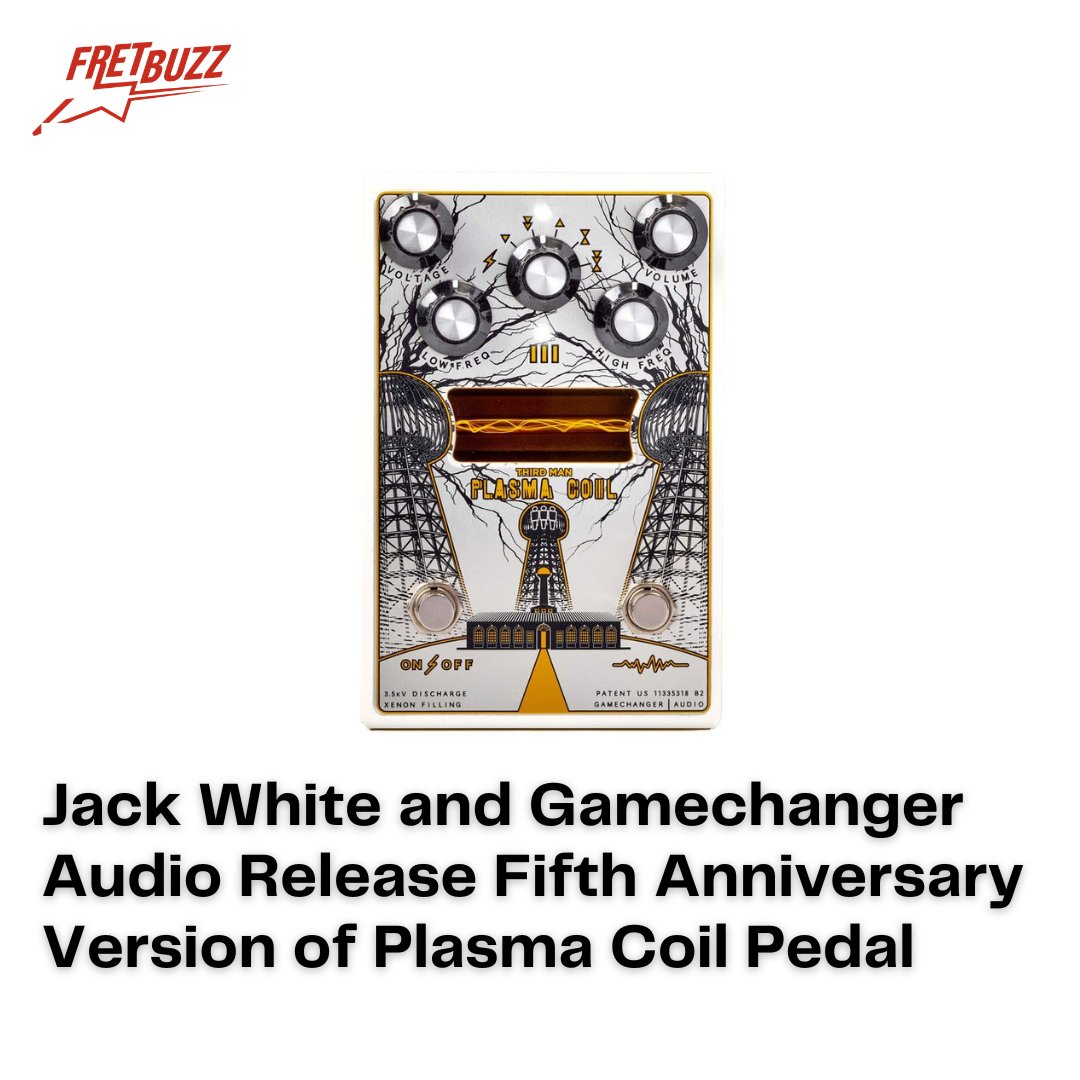 Celebrating 5 years of the Plasma Coil with a limited edition release! Jack White &amp; @GamechangerAudio drop a stunning white version of their iconic distortion pedal. Only 400 made, each numbered for collectability. Retails for $399! #Guitargear #guitarpedals