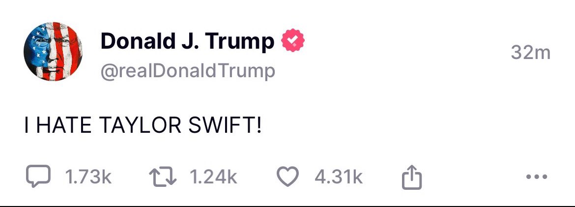 C_Rigmaiden's tweet image. If anything happens to #TaylorSwift it will be the fault of @realDonaldTrump #taylorswift #protecttaylorswift