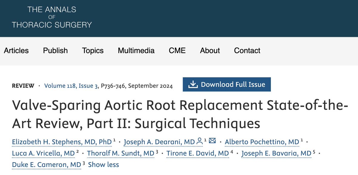 Dominique Vervoort (@dvervoort94) on Twitter photo In a two-part State-of-the-Art Review series <a href="/annalsthorsurg/">The Annals of Thoracic Surgery</a>, congenital heart & thoracic aortic surgery experts discuss the anatomy, physiology, and surgical techniques for valve-sparing aortic root replacement 👇
Part 1: annalsthoracicsurgery.org/article/S0003-…
Part 2: annalsthoracicsurgery.org/article/S0003-… In a two-part State-of-the-Art Review series <a href="/annalsthorsurg/">The Annals of Thoracic Surgery</a>, congenital heart & thoracic aortic surgery experts discuss the anatomy, physiology, and surgical techniques for valve-sparing aortic root replacement 👇
Part 1: annalsthoracicsurgery.org/article/S0003-…
Part 2: annalsthoracicsurgery.org/article/S0003-…