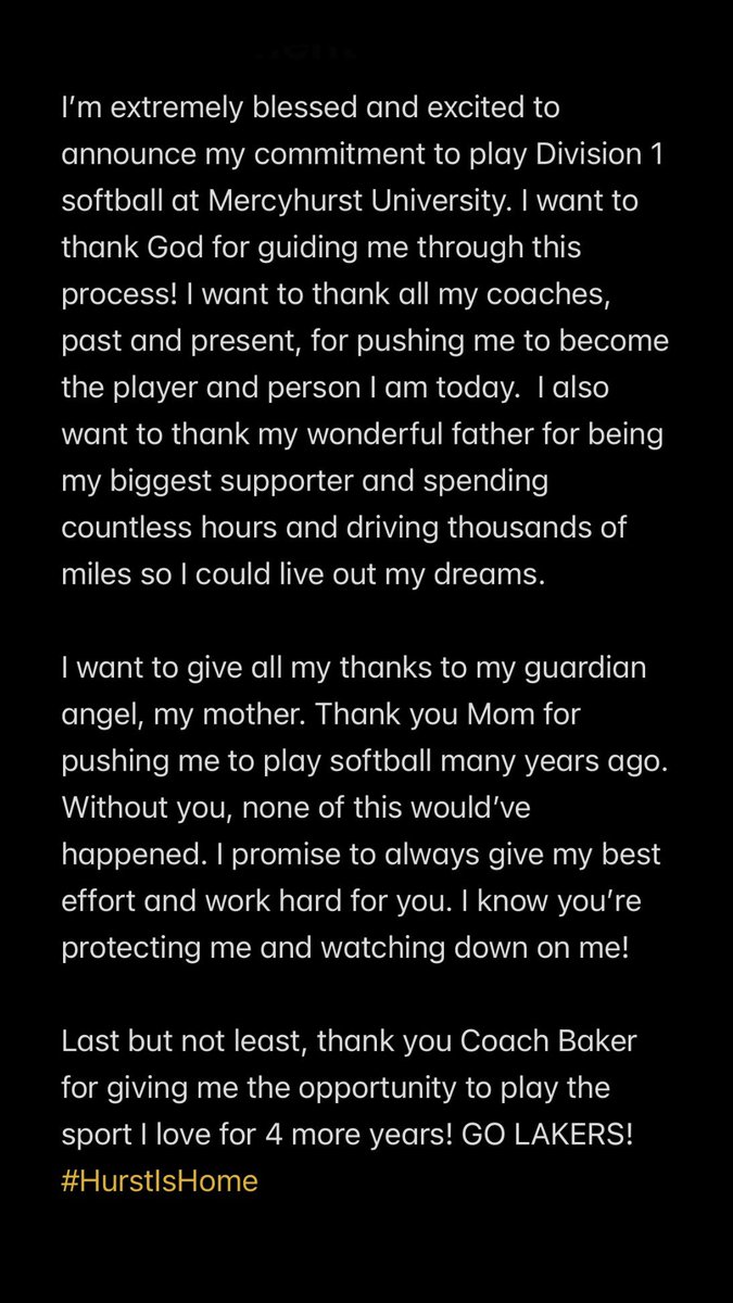 Committed ☘️ <a href="/HurstSoftball/">Mercyhurst Softball</a>