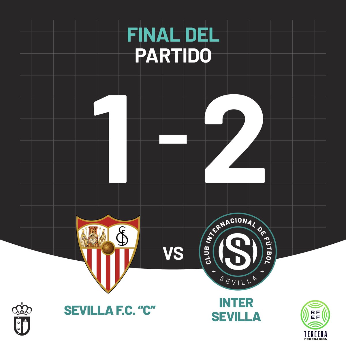 Inter Sevilla (@sevillainter) on Twitter photo 🔚 FINAL
¡Primera victoria en liga! Goles de <a href="/J7Almagro/">Jaime Almagro</a> y <a href="/FranSabate10/">Fran Sabaté</a>
90’ | 1-2
#InterSevilla #TerceraFederacion #EsenciaSevilla 🔚 FINAL
¡Primera victoria en liga! Goles de <a href="/J7Almagro/">Jaime Almagro</a> y <a href="/FranSabate10/">Fran Sabaté</a>
90’ | 1-2
#InterSevilla #TerceraFederacion #EsenciaSevilla