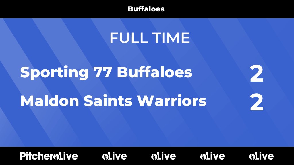 FULL TIME: Sporting 77 Buffaloes 2 - 2 Maldon Saints Warriors
#SPOMAL #Pitchero
sporting77.co.uk/teams/267535/m…