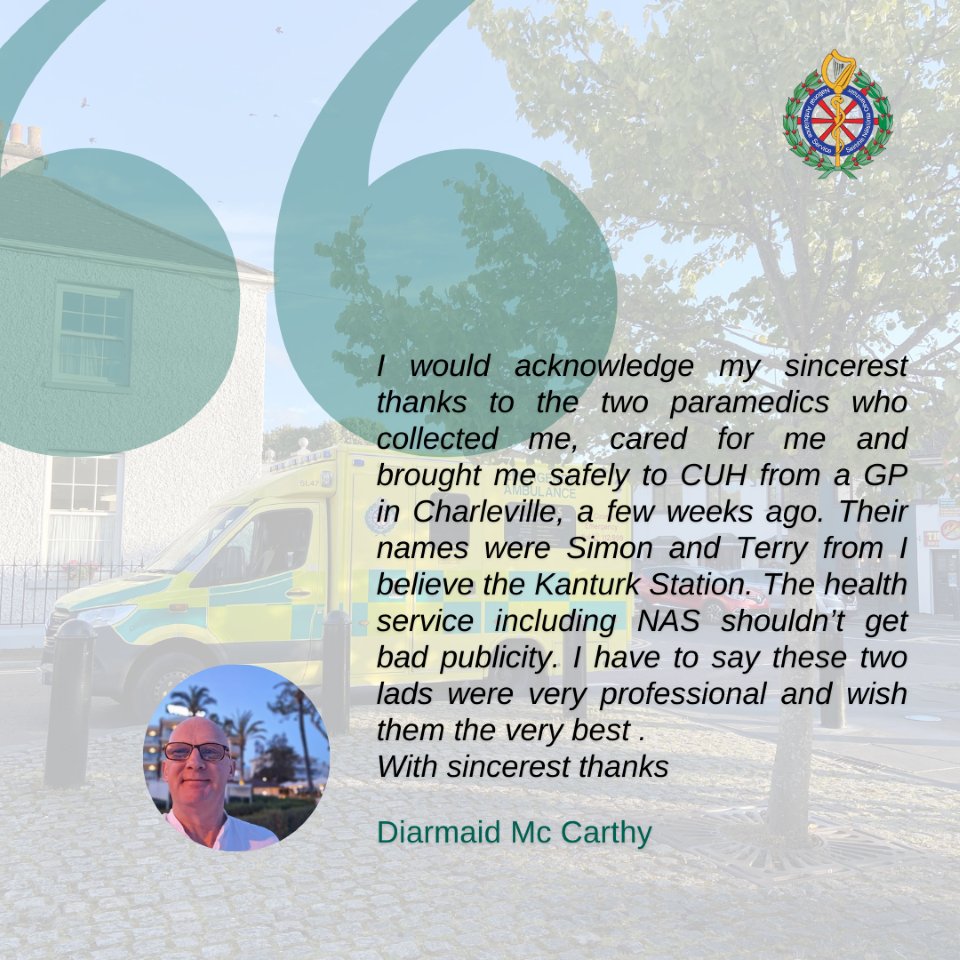 Thank you Diarmaid for such lovely feedback! We're glad to hear to a had a good experience even in the midst of illness.

If you'd like to share your experience with NAS, or just send on thanks to the crew involved, you can contact us here, on Facebook or Instagram.