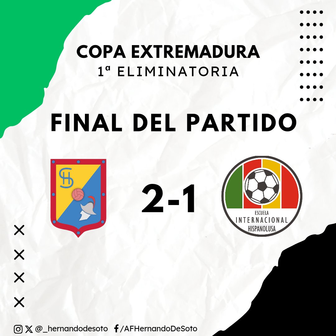 _Hernandodesoto's tweet photo. ⏱️ FINAL DE PARTIDO‼️

A.F. Hernando de Soto 2️⃣ - 1️⃣ A.D. Hispanolusa 

PASAMOS A LA SIGUIENTE RONDA DE LA COPA EXTREMADURA 🏆

⚽ Goles:
 Ismael x2

🟡🔵VAMOS HERNANDO🔵🟡 https://t.co/w6N3QapjOr