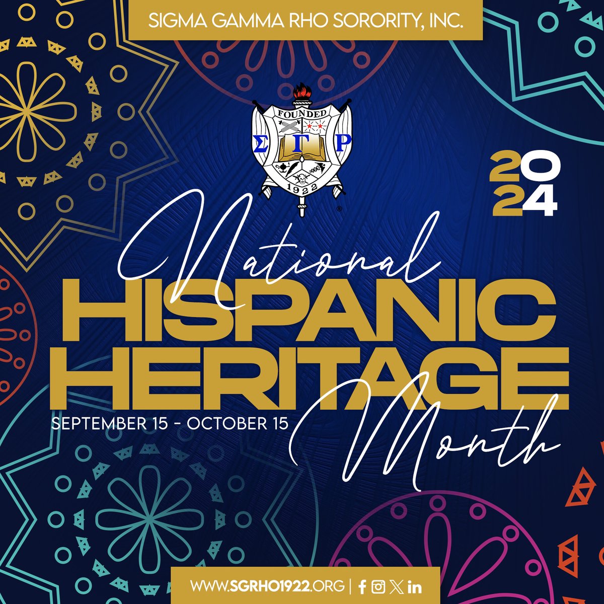 SGRho's tweet photo. Happy Hispanic Heritage Month from the Greater Women of Sigma Gamma Rho Sorority, Incorporated. 

#SigmaGammaRho #HispanicHeritageMonth https://t.co/KteR6cgkF1