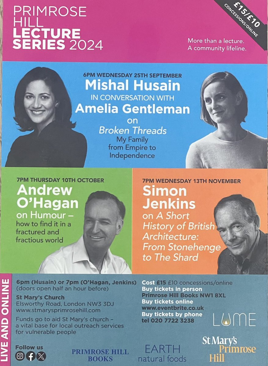 PrimroseHillHub's tweet image. The Primrose Hill Lecture Series is here. #PrimroseHill #LectureSeries #CommunityLifeline #BrokenThreads #Family #Empire #Independence #Humour