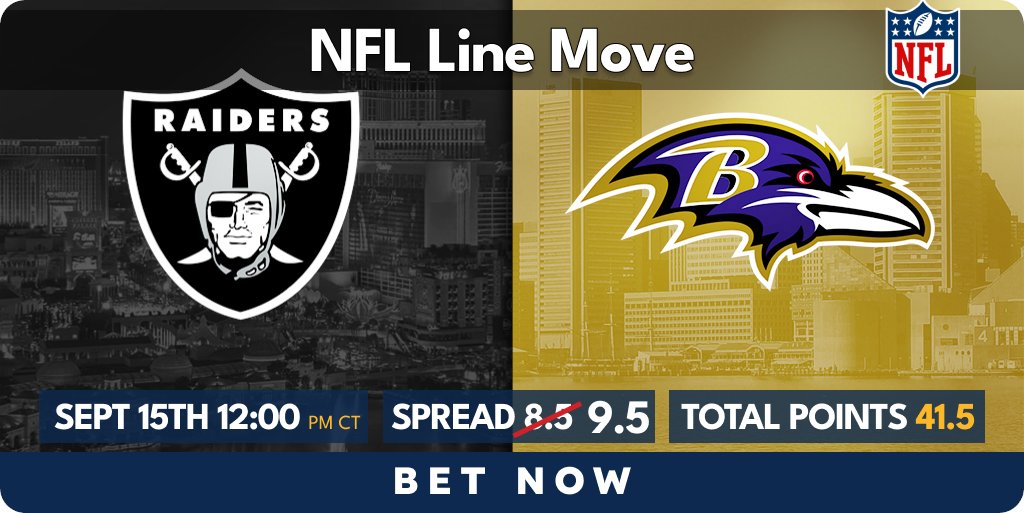 Its Game Day!!!

#NFL  Line Move:
#Raiders vs #Ravens -8.5 moves to -9.5

Other TN Books:
Ravens -8 @ -110 Both Sides at ESPNBet

Bet🏈Now➡️action247.onelink.me/RqSv/nfjzlesb

No Player Limits
Good Luck

#RaiderNation #RavensFlock  #NFLPicks #LVvsBAL
*odds subject to change