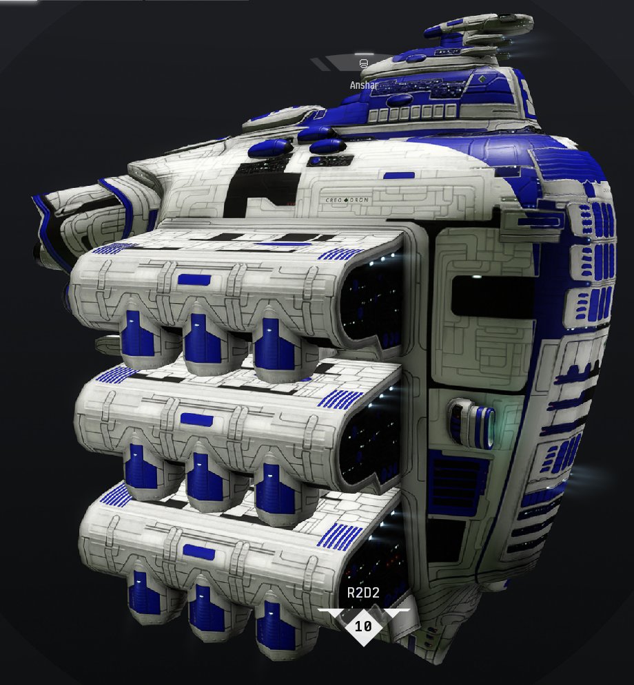 EveOnline's tweet photo. EVE Partner @chaos1298's SKINR competition finished this week and there were some amazing entries!!

The winner of 'Chaos' Favorite' was DblTee with this awesome Anshar SKIN. Just tell pirates, ‘This isn’t the cargo you’re looking for’—though we can’t guarantee they’ll fall for it, it's definitely worth a try~