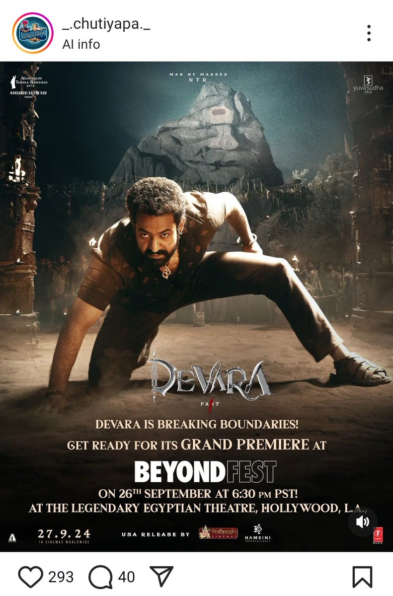 nani_chowdary06's tweet image. Wide spreading in North🔱🔥.
india gonna witness devara revolution on September 27th 🌊💥
#memepages
#DevaraGoesGlobal #DevaraUS #DevaraUK #DEVARA #DevaraOnSept27th #jrntr