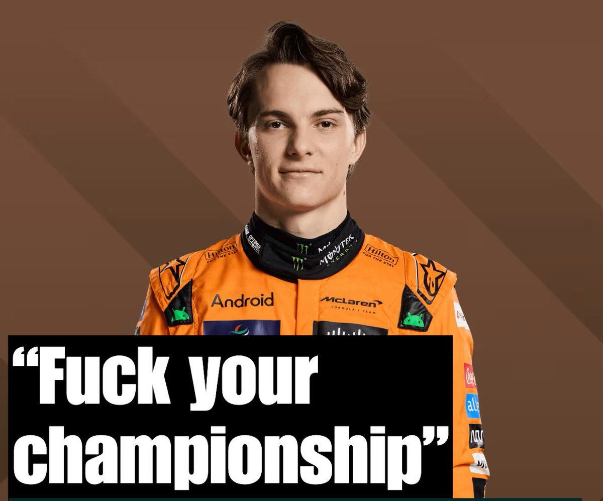 bucnastyf1's tweet photo. Piastri winning on the day Norris was supposed to stake his claim in the title fight 😭 https://t.co/rqkhRUGoNS
