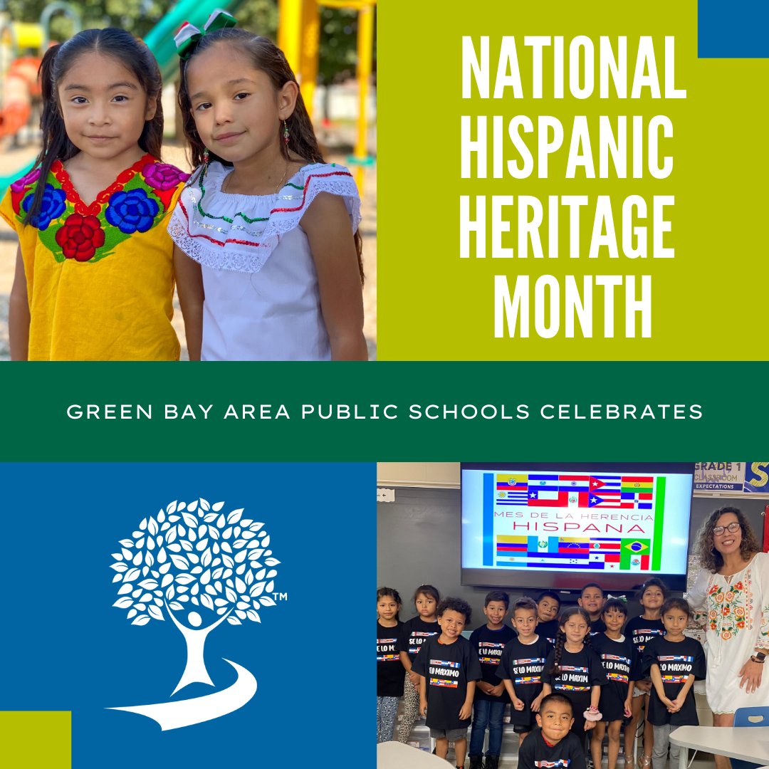 greenbayschools's tweet image. September 15 marks the start of National Hispanic Heritage Month!  This month we're excited to honor the rich cultures, histories, and contributions of Hispanic and Latinx communities in GBAPS. 

#HispanicHeritageMonth #GBAPSProud #CommunityReady #TogetherWeAreOne