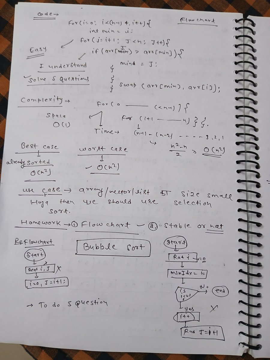 DeepakP33598057's tweet photo. Day 11 of Learningπ¨βπ»
1. Today i learned selection sort topic .π
2. Solved 4 LeetCode questions. and also practice some basic dsa question
related to selection sortπ».
#DSA #CPP #Learning #preactice
#leetcode #BinarySearch #LinearSearch #Code https://t.co/mCA10QWnGh