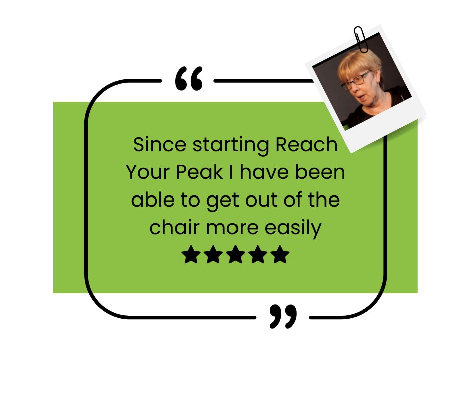 At Reach Your Peak, our goal is simple: to help people with Parkinson’s stay active and make daily life a little easier. We believe that with the right exercises, you can unlock more strength, independence, and confidence.

#ReachYourPeak #FeelGoodFriday #ParkinsonsExercise