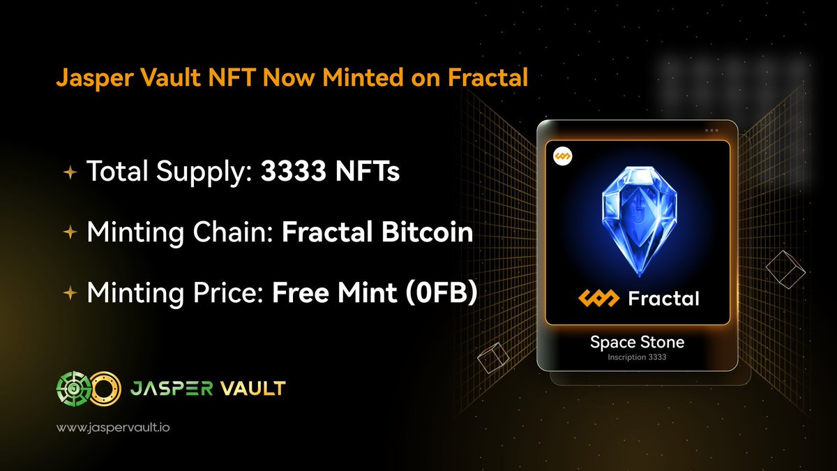 JpegPalace's tweet photo. 🔥來咯 抽出 @jaspervault 即將在 #FractalBitcoin 上發行的 NFT系列白單🔥

🎁Fractal Jasper NFT FCFS WL x 3🎁

☝️follow @JpegPalace @jaspervault @JasperVault_cn @EvaHung1223 
✌️❤️&amp;RT&amp;tag你朋友逼他抽
👌 留下你的bc1p地址

⏳48H

#giveaway https://t.co/FrvbVAQpMc