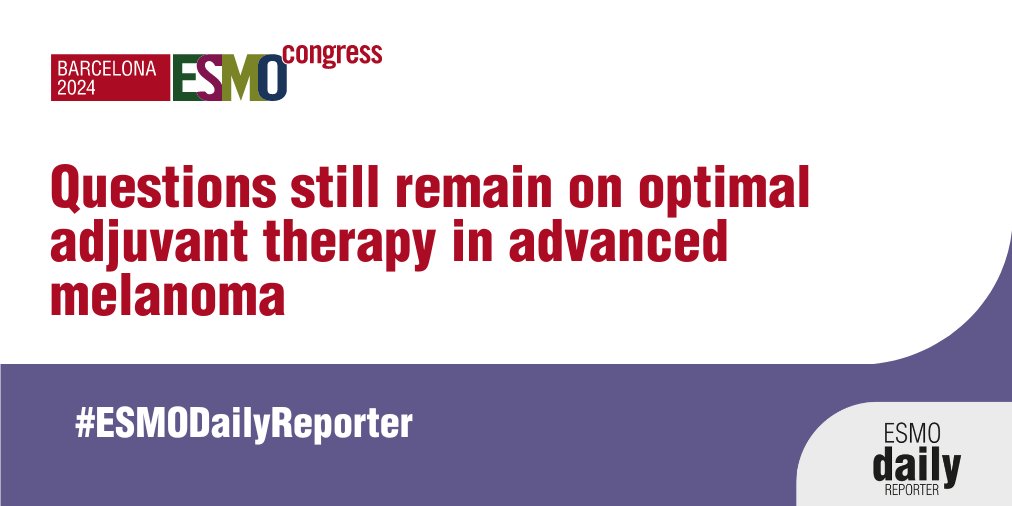 ESMO - Eur. Oncology (@myesmo) on Twitter photo #ESMO24: Questions remain on optimal #AdjuvantTherapy for advanced #melanoma. OS trial data are not yet available & #RealWorld data suggest that surrogate endpoints may not translate into OS benefit in clinical practice <a href="/TeresaSAmaral/">Teresa Amaral, MD, PhD</a> #ESMODailyReporter
📌ow.ly/51Cs50TnILV #ESMO24: Questions remain on optimal #AdjuvantTherapy for advanced #melanoma. OS trial data are not yet available & #RealWorld data suggest that surrogate endpoints may not translate into OS benefit in clinical practice <a href="/TeresaSAmaral/">Teresa Amaral, MD, PhD</a> #ESMODailyReporter
📌ow.ly/51Cs50TnILV