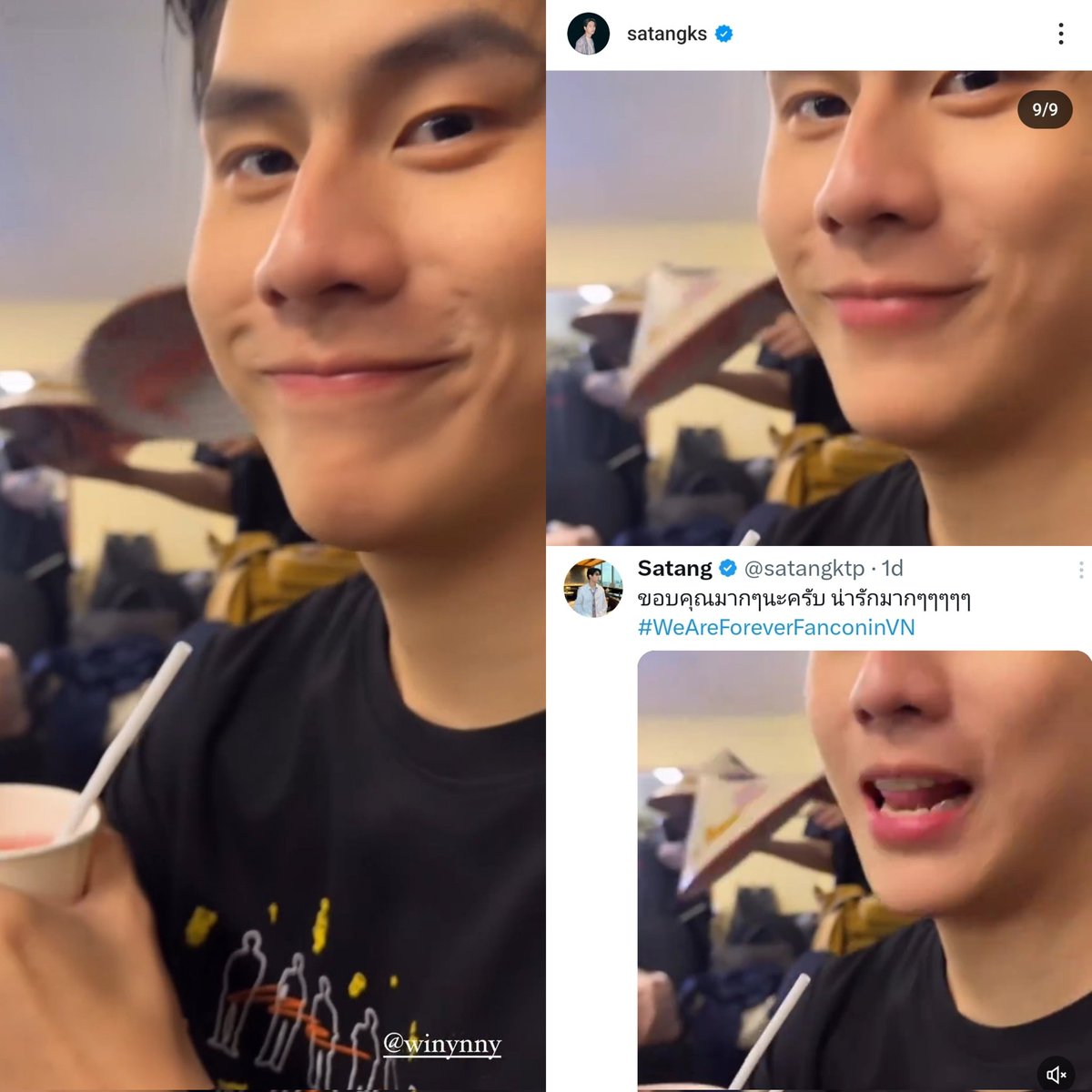 คลิปวินนี่กับหมวกอันนี้คือน้องตังเอาลงหมดทุกแพลตฟอร์มเลย สตอรี่/โพสไอจี/ทวิต อือๆๆๆ รู้แล้วครับว่าชอบพี่เขามาก