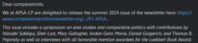 Delighted to publish the newest issue of APSA-CP here - comparativepoliticsnewsletter.org/wp-content/upl…