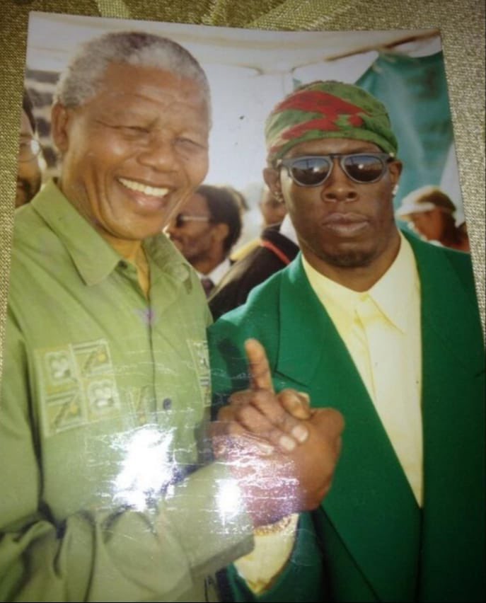 Former President of South Africa Nelson Mandela with Shabba Ranks.