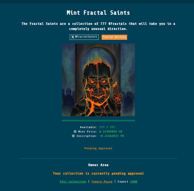 Our collection is currently in pending approval on <a href="/inscribenow_io/">InscribeNow.io</a> so get ready for amazing art coming up on #FractalBitcoin 🔥#ordinals