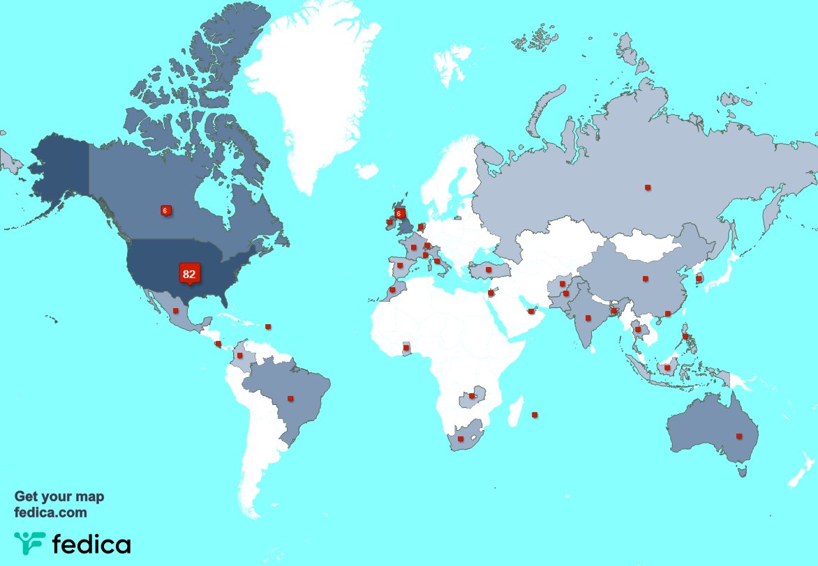 I have 16 new followers from USA 🇺🇸, and more last week. See fedica.com/!lady_trae_13