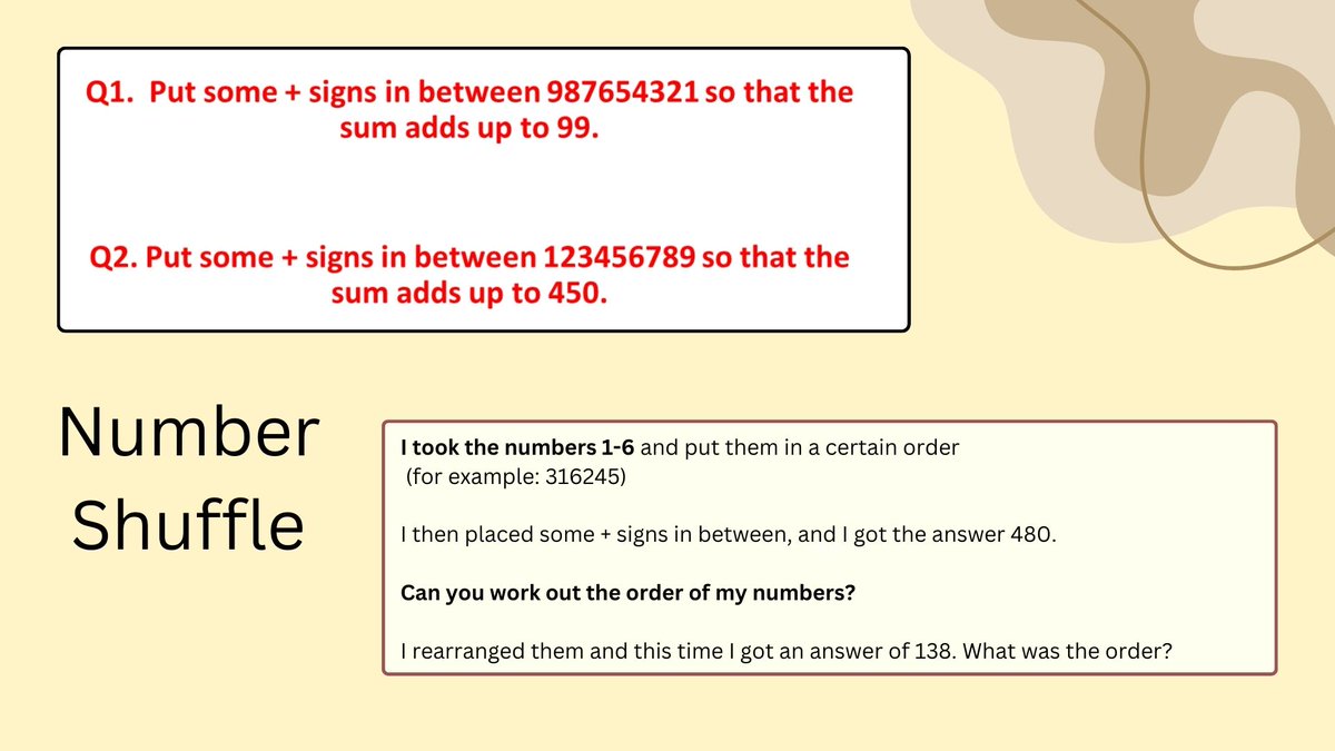 MathsWithMrHill's tweet image. Preparing some addition problem solving for challenge students in KS2/3 - a bit of Don and one of my own. I don't even know the answer to the last one, looking forward to exploring with the students! #mathschat #maths #mathschallenge 🌏mrhilledu.live/xql