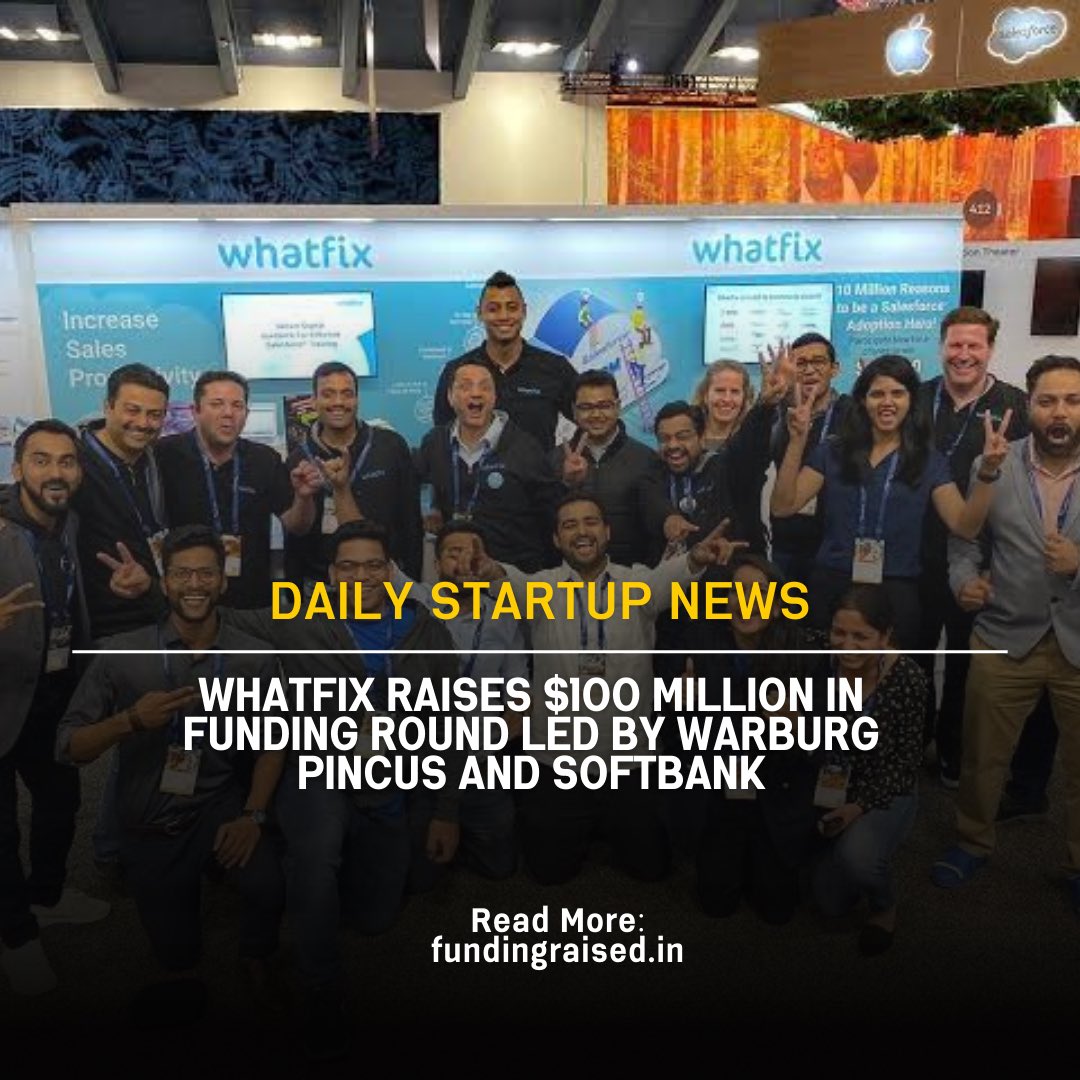 FundingRaised's tweet image. Whatfix Raises $100 Million in Funding Round Led by Warburg Pincus and SoftBank
#whatfix