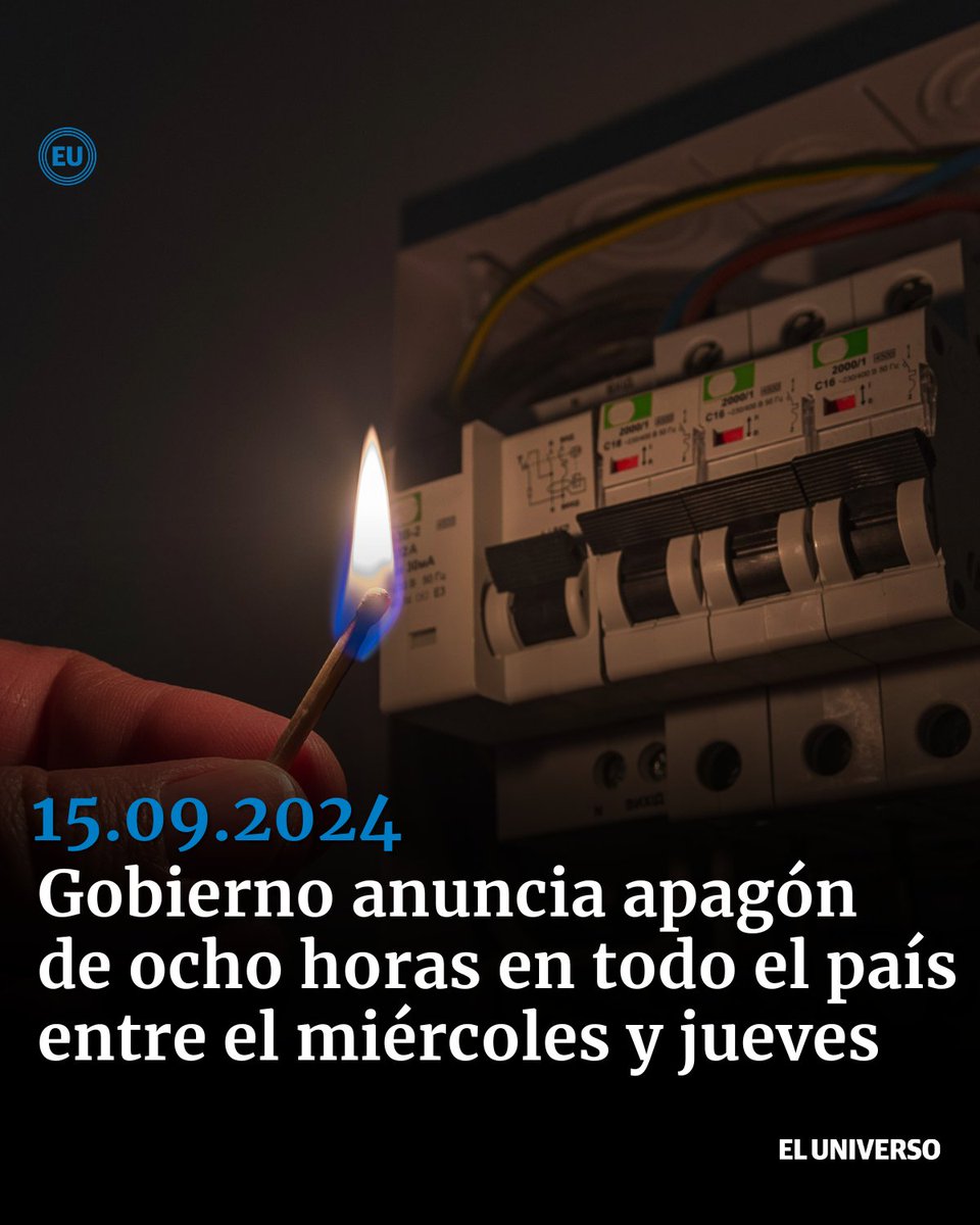 eluniversocom's tweet photo. Gobierno anuncia apagón de ocho horas en todo el país entre el miércoles y jueves. https://t.co/NDgIGVIl82 https://t.co/6tPFOwV9tw