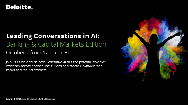 Deloitte on AI (@deloitteai) on Twitter photo In our upcoming LinkedIn Live, Deloitte finance leaders answer pressing questions about the impact of #AIBanking in managing fraud, security, efficiency and more. Tune in Oct. 1. deloi.tt/4efQW3F In our upcoming LinkedIn Live, Deloitte finance leaders answer pressing questions about the impact of #AIBanking in managing fraud, security, efficiency and more. Tune in Oct. 1. deloi.tt/4efQW3F