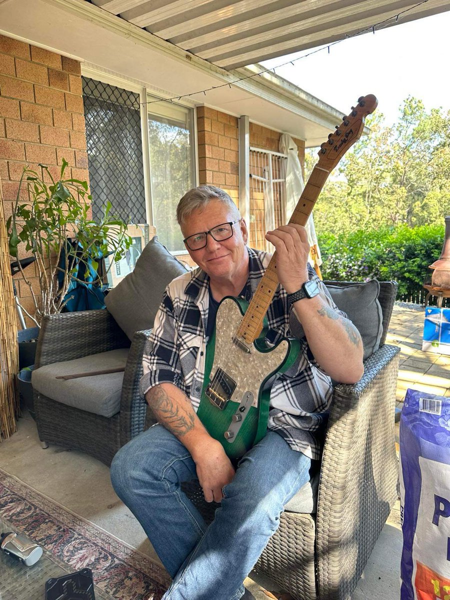 Good Sunday to you all.  A little feel-good story.  Tony Edwards of Australia has been a Lucky Dog fan forever.  He finally got his! #LuckyDogGuitars #Australia #Outback #JustSayNoToBoringGuitars #customguitar