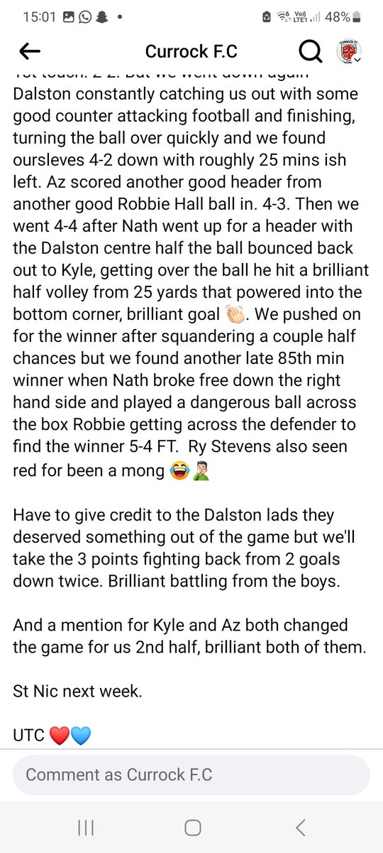 Currock FC tweet media