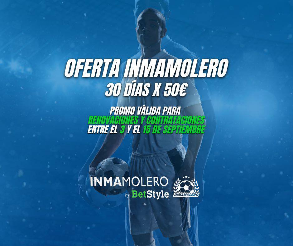 🚨 ÚLTIMO DÍA PROMOCIÓN INMAMOLERO LIVE 🚨

💵 Aprovecha el descuento, Inmamolero Live, 30 días por 50€ (precio sin descuento 90€)

📈 Agosto 81,14% yield
📈 Septiembre 41,5% yield

🔗 go.click.ly/WszCA

✏️ Cualquier duda escríbenos a Telegram:

📱 t.me/Bet_Style