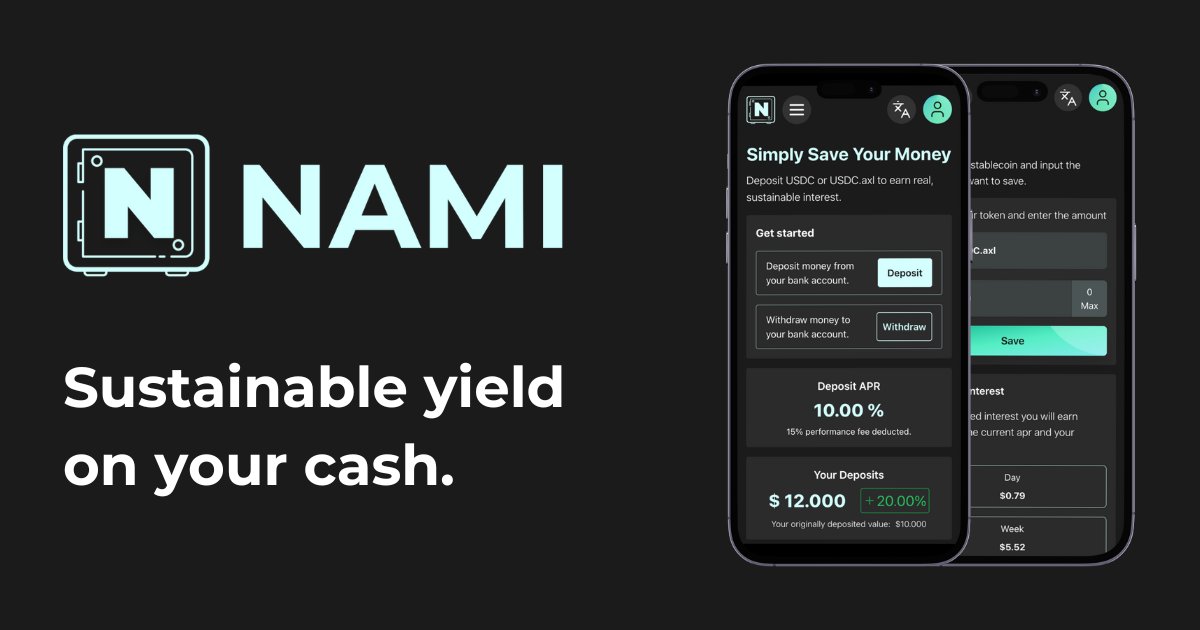 Time to save!

Our application is finally live.
Visit app.namifi.app and take a look around 🙌🏼.

<a href="/NamiProtocol/">NAMI | Merging into $RUJI</a> generates yield on your stablecoin deposits by optimizing them across different #GHOST (<a href="/TeamKujira/">teamkujira</a>) stablecoin lending pools to take advantage of the dynamic