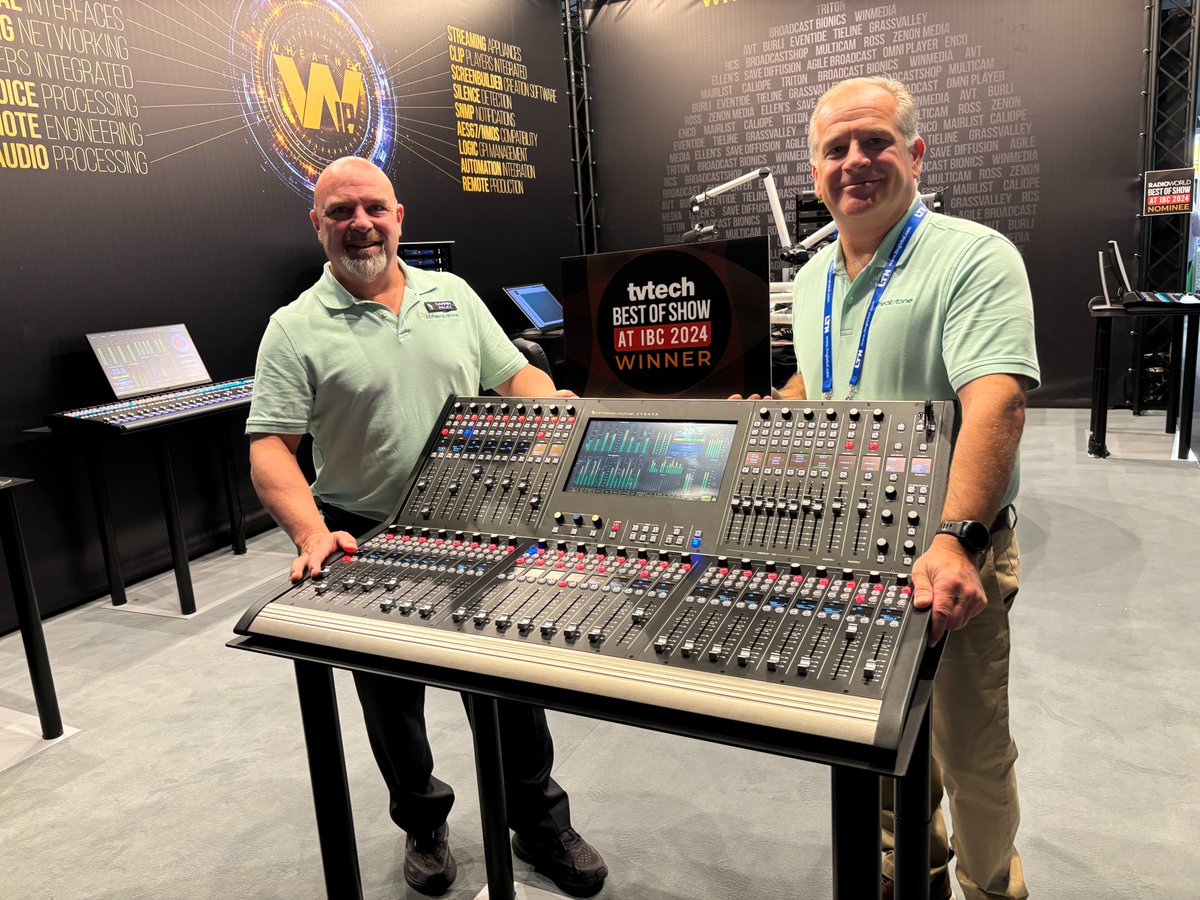 Wheatstone_Corp's tweet image. This happened: IBC 2024 Best of Show awards, X3! One for our Blade 4 fourth gen #AoIP, another for our DMX value console, and yet another for our Strata console and Remote Strata virtual mixer combo. We feel the love!