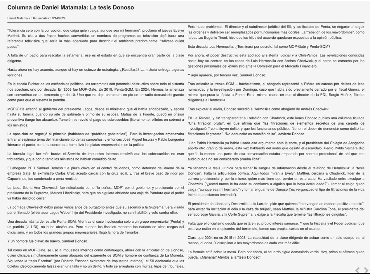 DMatamala's tweet photo. Columna: La tesis Donoso https://t.co/6iylhjC5Wh