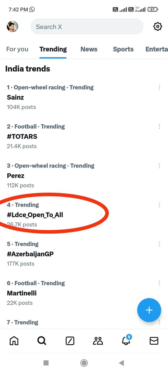 Bairwa201dinesh's tweet photo. भारत में 4 नम्बर पे ट्रेंड कर रहा है l
Good job👍
#Justice_For_Trackman #Ldce_Open_To_All #Justice_For_Trackman https://t.co/ctCBxTCk9s