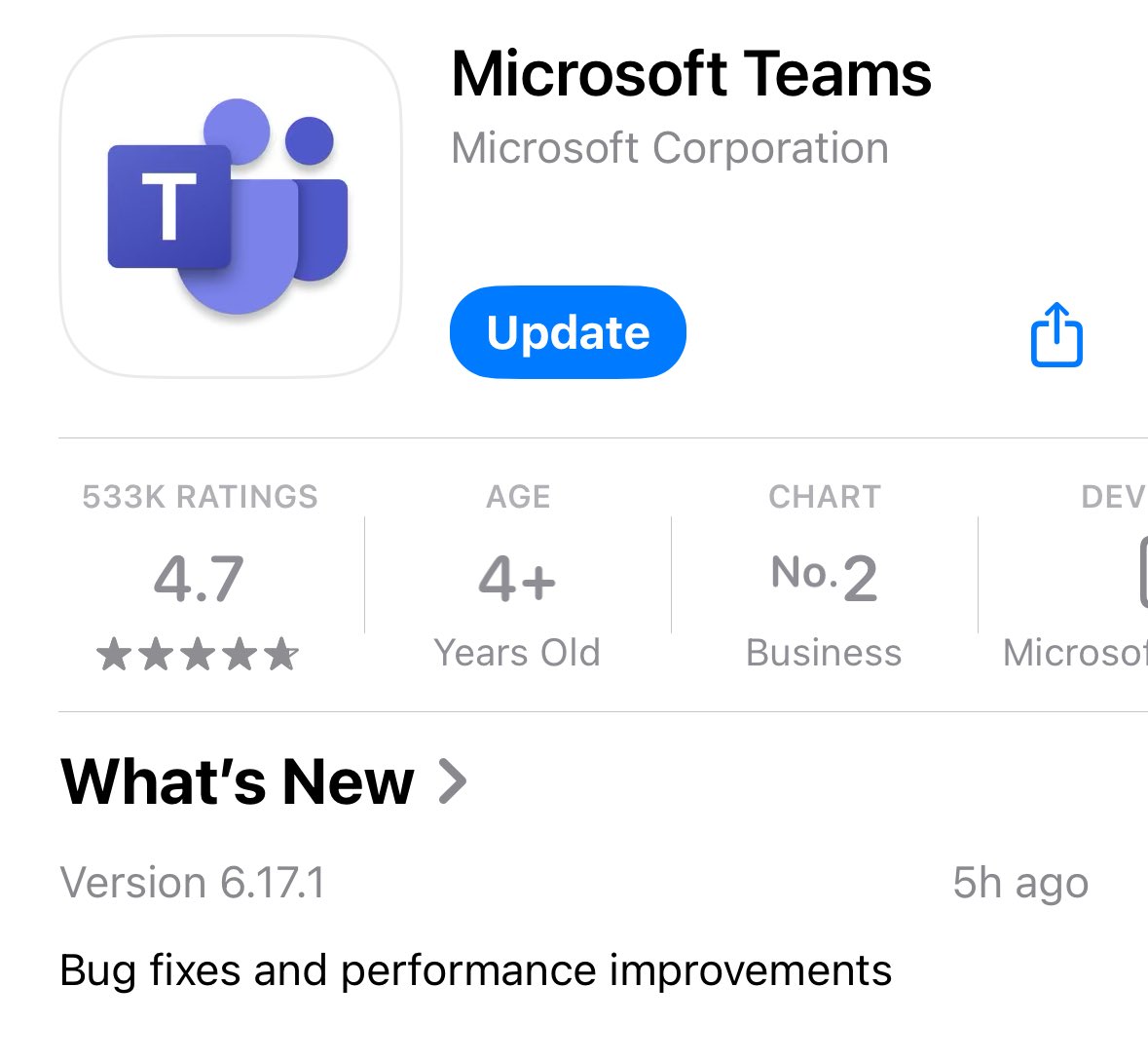 We’ve got another #MicrosoftTeams on #iOS update with „bug fixes and performance improvements“.
#HappyUpdating
