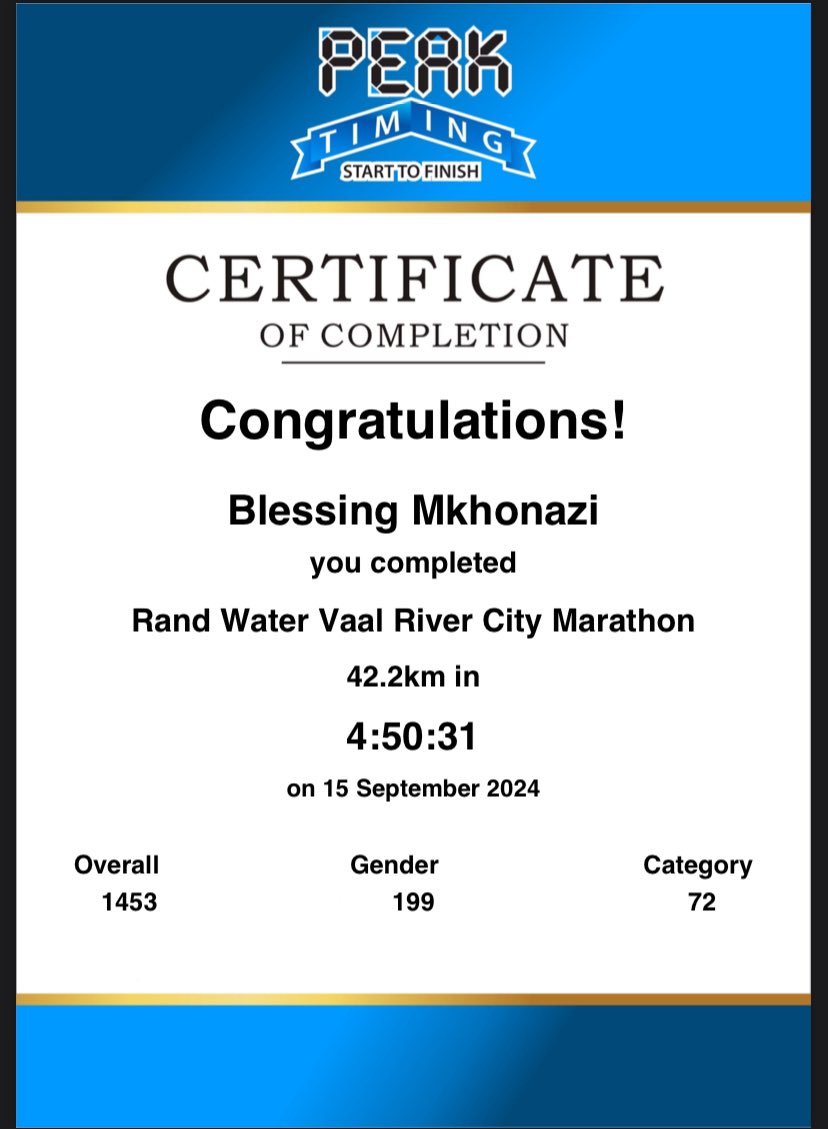 bless__29's tweet image. What a time to be alive 🥵🫴🏽 I’m so proud to have completed my first ever marathon! 🙂‍↕️🙌🏽 danko wena #randwatervaalrivercitymarathon