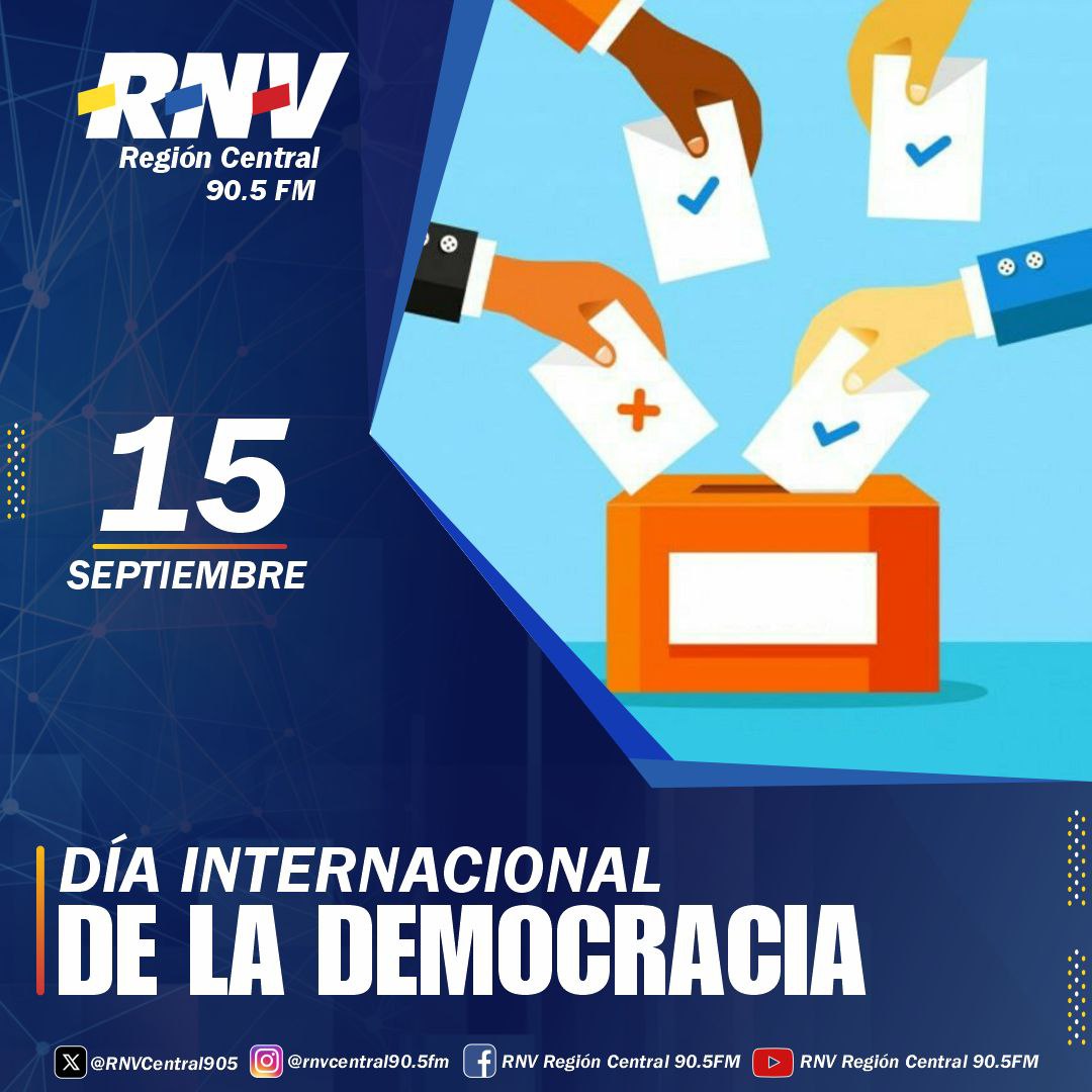#Efeméride📆||Cada #15Sep se celebra el Día Internacional de la #Democracia, fecha establecida por la Asamblea General de la #ONU con el  fin de promover sociedades más fuertes y una cultura basada en los principios de equidad como pilar fundamental para la convivencia.