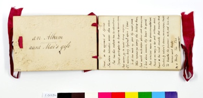 Today we are shining the spotlight on a poetry album in our collection owned by Florence Nightingale. The album is inscribed ‘an Album, aunt Mai’s gift’ on the inside cover. The poetry itself was transcribed between 1832 and1840 and the poets include Croly, Wordsworth, &amp; Shelley.