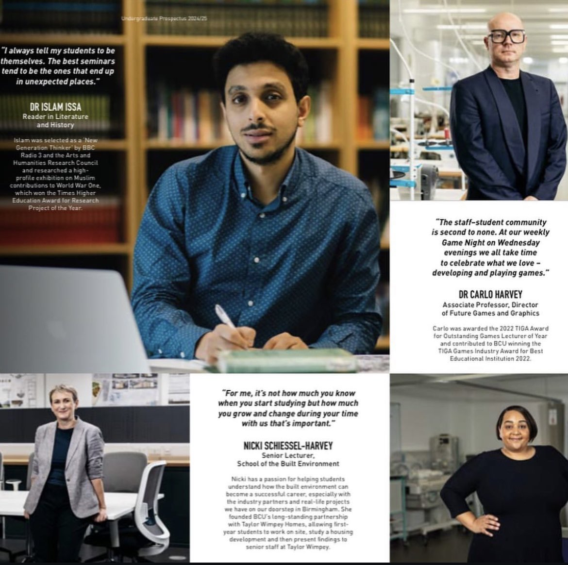 It is a great privilege to once again be featured in the @mybcu Birmingham City University Undergraduate Prospectus as a part of the "Meet The Staff Who Inspire" feature, especially alongside such inspirational colleagues.