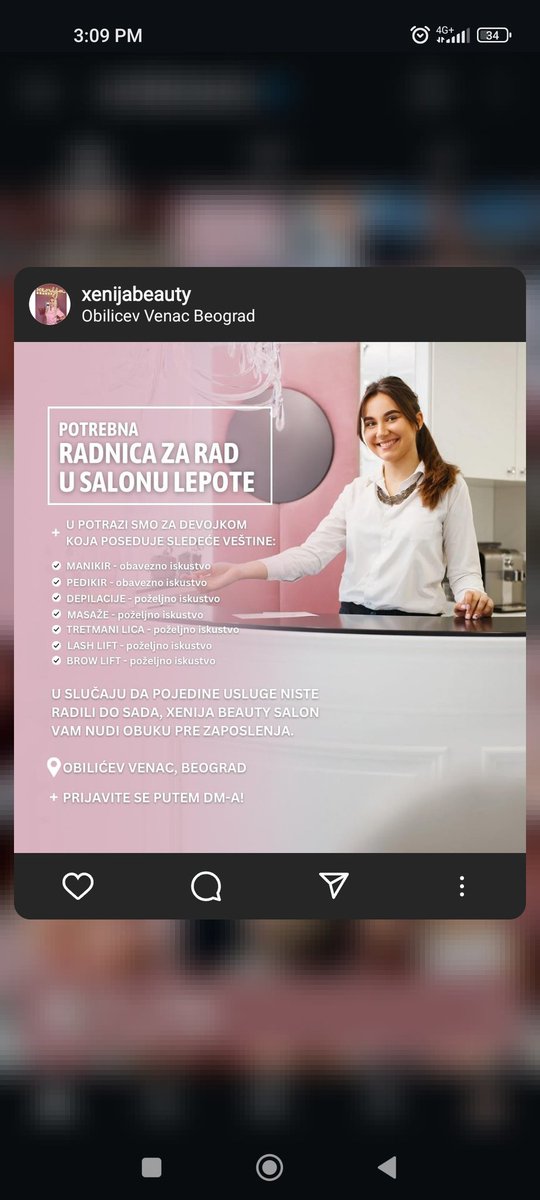 BoKa00's tweet photo. Zene ako ima neka i zainteresovane ste za posao, javite se ovoj devojci u dm ♥️ #posao #salonlepote #Beograd #caosvima https://t.co/tlgXYCmH9L