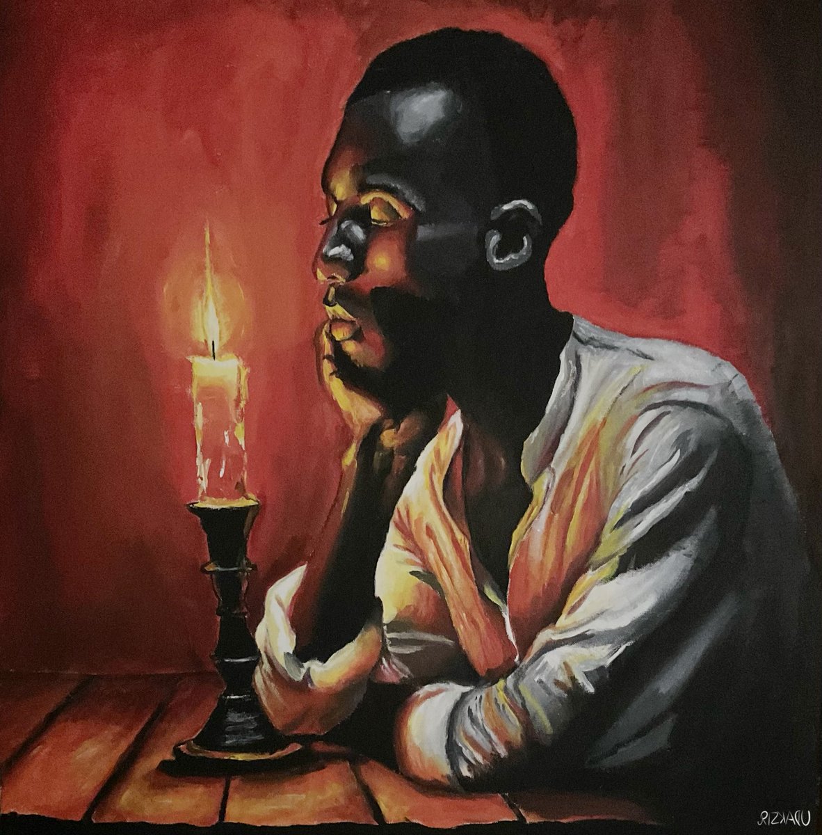 Good Morning ☀️ 
Mix of sadness and melancholy was what I felt while painting this canvas
 'Long Night,' now available on <a href="/KreatePlatform/">Kreate - Web3 Art Community ❤️‍🔥</a>