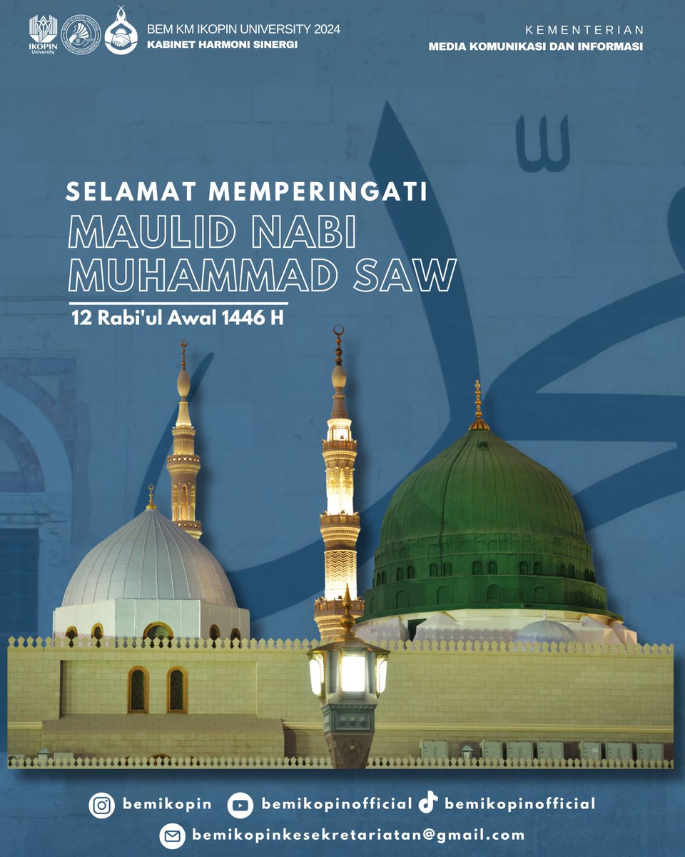 Selamat memperingati Maulid Nabi Muhammad SAW. Semoga kita semua dapat meneladani akhlak mulia beliau dan selalu berada dalam lindungan serta rahmat-Nya.

___________________________________
▪️Youtube : BEM IKOPIN Official
▪️Twitter : bem_ikopin

#kabinetharmonisinergi