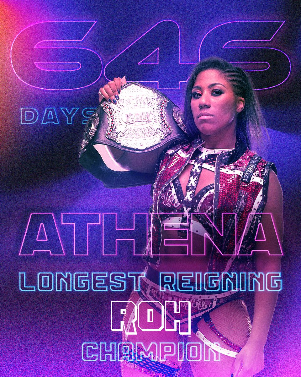 ringofhonor's tweet photo. Congratulations to ATHENA: the longest reigning ROH Champion EVER at 646 days! https://t.co/2fK7kCkdA7