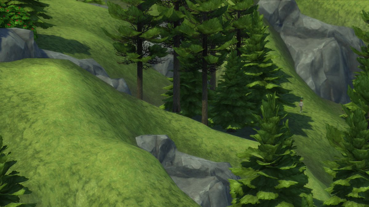simserra_'s tweet photo. Lmao I just booted the sims up for the first time in weeks and somehow my sim started walking up the hills behind Cordelia's cottage in Henford? Y'know - the out of bounds hills that you absolutely cannot click on? https://t.co/xjDVWULC6M
