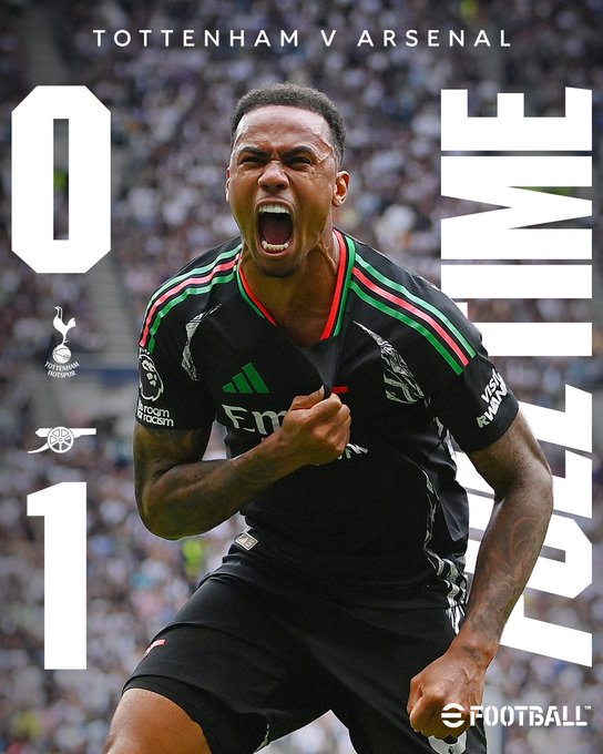 Full Time: Tottenham Hotspur 0-1 Arsenal
