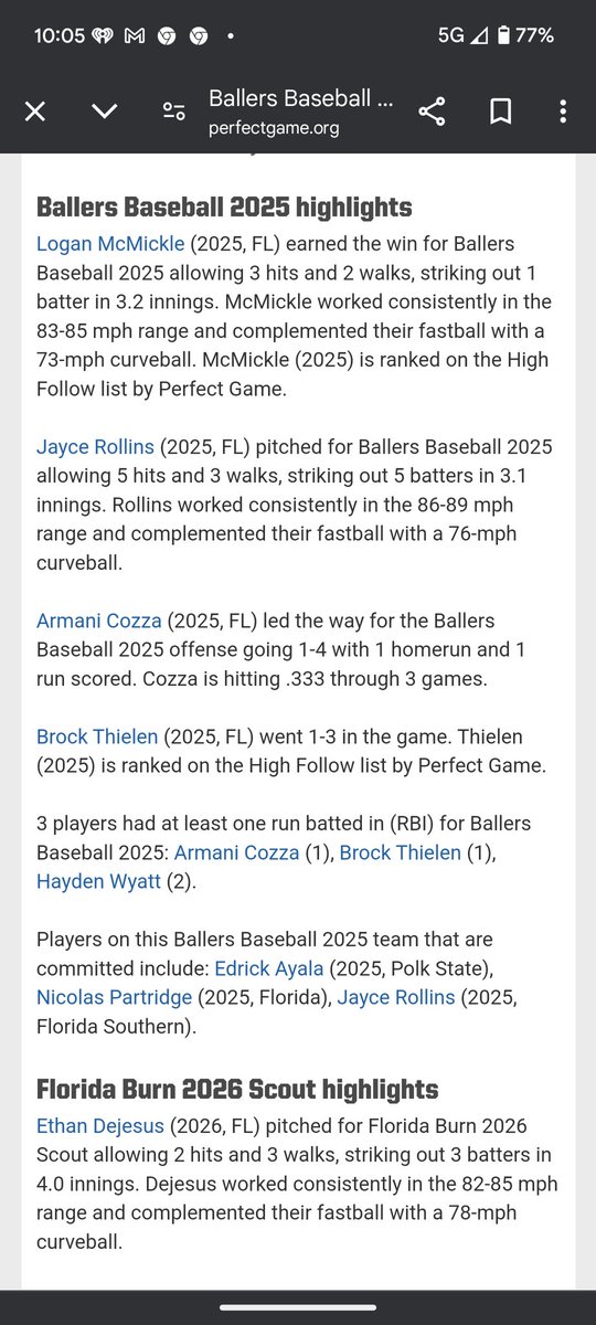 LMickle3870806's tweet photo. Good weekend at WWBA qualifier 5.1 innings pitched 2 K's, 2 hits 2 BB no runs. https://t.co/qu1GZkE9x8